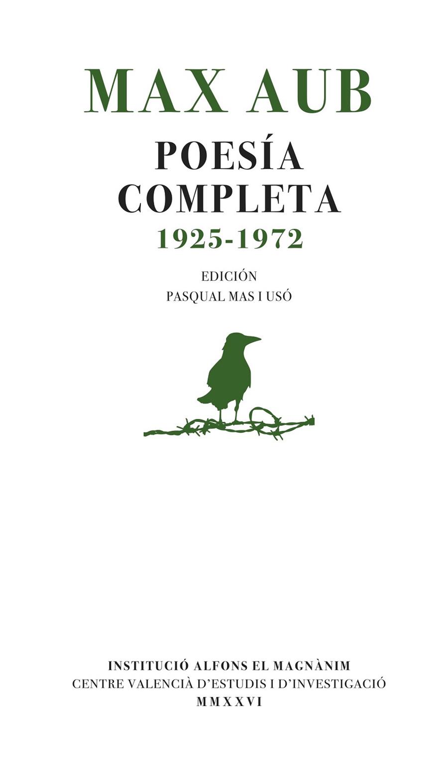 MAX AUB. POESÍA COMPLETA (1925-1972) | 9788411561266 | AUB, MAX | Galatea Llibres | Llibreria online de Reus, Tarragona | Comprar llibres en català i castellà online