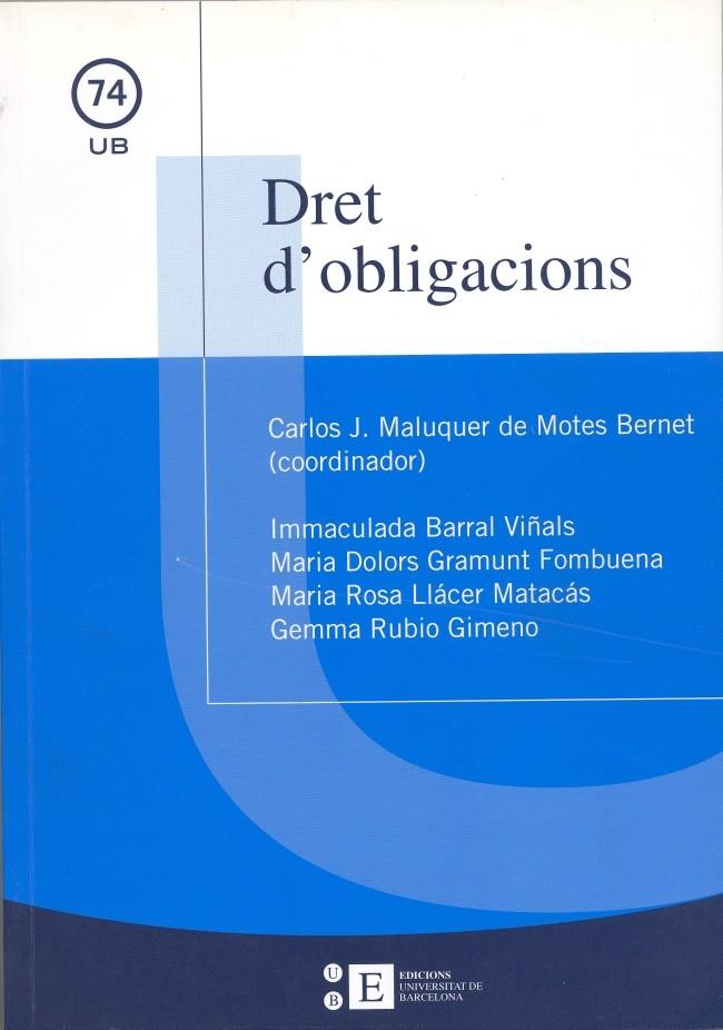 DRET D'OBLIGACIONS | 9788483384541 | MALUQUER DE MOTES I BERNET, CARLES J. ,   COORD. | Galatea Llibres | Librería online de Reus, Tarragona | Comprar libros en catalán y castellano online