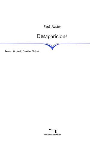 DESAPARICIONS | 9788479352196 | AUSTER,PAUL | Galatea Llibres | Librería online de Reus, Tarragona | Comprar libros en catalán y castellano online