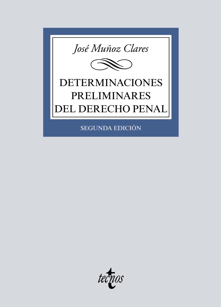 DETERMINACIONES PRELIMINARES DEL DERECHO PENAL | 9788430979196 | MUÑOZ CLARES, JOSÉ | Galatea Llibres | Librería online de Reus, Tarragona | Comprar libros en catalán y castellano online