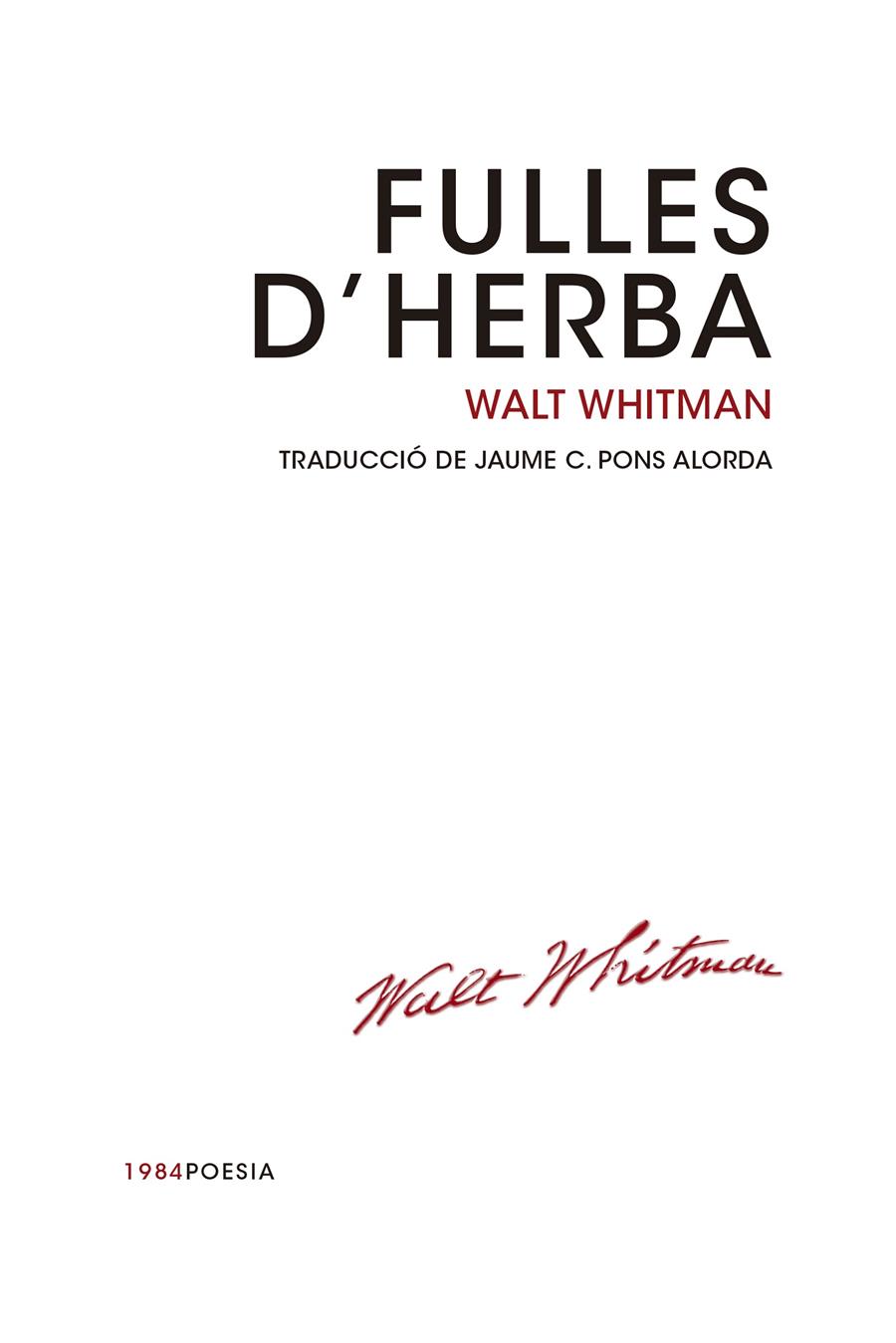 FULLES D'HERBA | 9788415835301 | WHITMAN, WALT | Galatea Llibres | Librería online de Reus, Tarragona | Comprar libros en catalán y castellano online