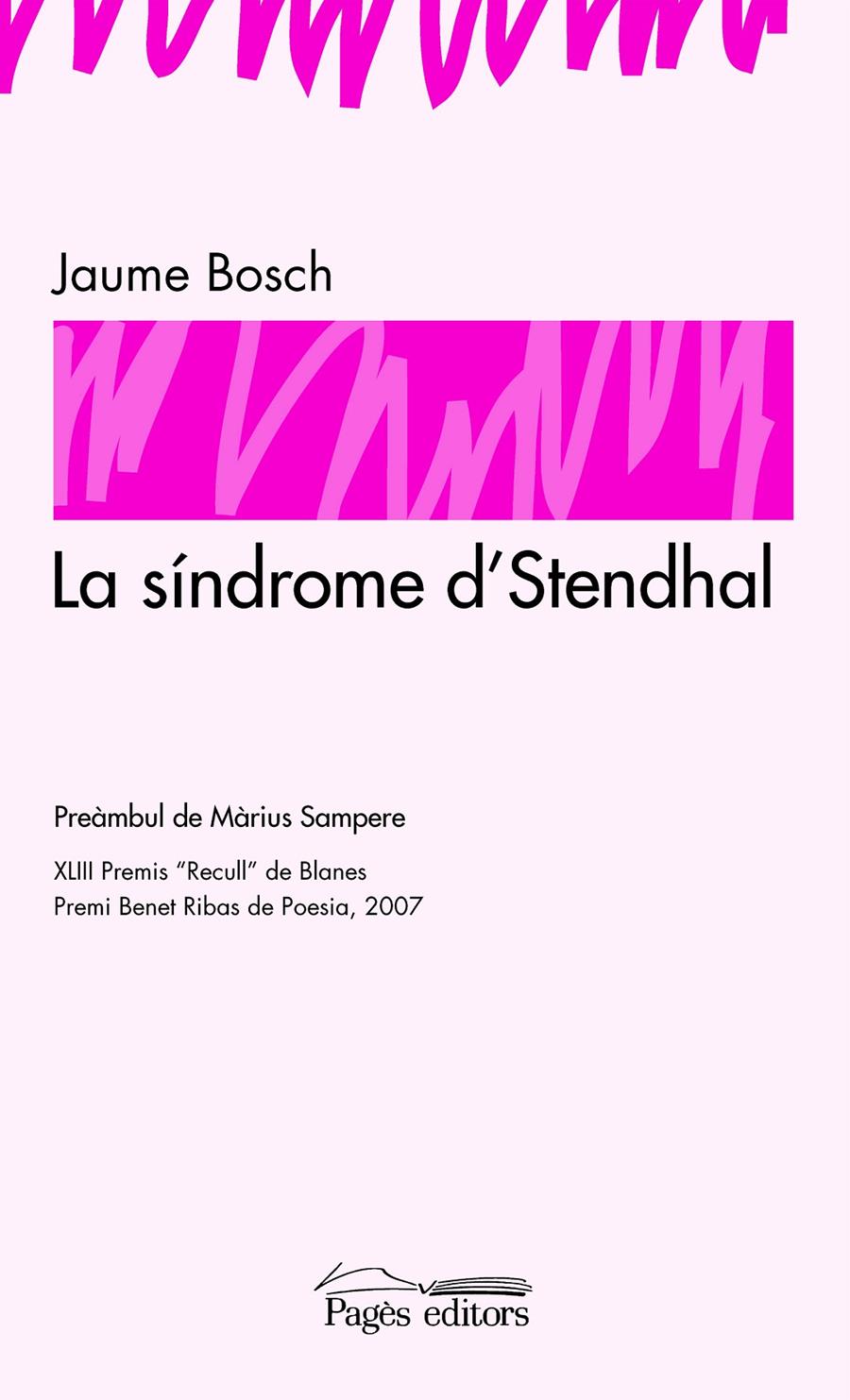 SINDROME D'STENDHAL, EL | 9788497795845 | BOSCH, JAUME | Galatea Llibres | Librería online de Reus, Tarragona | Comprar libros en catalán y castellano online