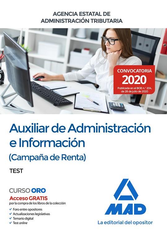 AUXILIAR DE ADMINISTRACION E INFORMACION. CAMPAÑA DE RENTA TEST | 9788414238868 | VV.AA. | Galatea Llibres | Librería online de Reus, Tarragona | Comprar libros en catalán y castellano online