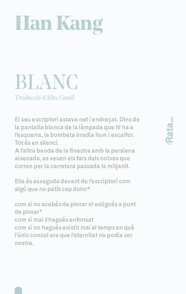 BLANC | 9788416738502 | KANG, HAN | Galatea Llibres | Librería online de Reus, Tarragona | Comprar libros en catalán y castellano online
