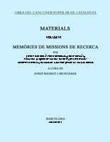 MEMORIA DE MISSIONS DE RECERCA.MATERIALS VOL,VI | 9788478267736 | MASSOT I MUNTANER, JOSEP | Galatea Llibres | Librería online de Reus, Tarragona | Comprar libros en catalán y castellano online