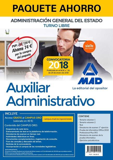 PAQUETE AHORRO AUXILIAR ADMINISTRATIVO DEL ESTADO (TURNO LIBRE) | 9788414214725 | VARIOS AUTORES | Galatea Llibres | Llibreria online de Reus, Tarragona | Comprar llibres en català i castellà online