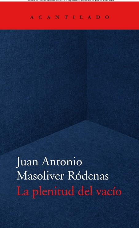 LA PLENITUD DEL VACIO | 9788418370779 | MASOLIVER RÓDENAS, JUAN ANTONIO | Galatea Llibres | Librería online de Reus, Tarragona | Comprar libros en catalán y castellano online
