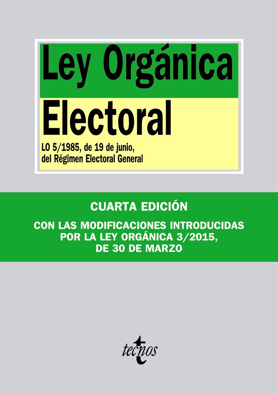 LEY ORGÁNICA ELECTORAL | 9788430965953 | Galatea Llibres | Llibreria online de Reus, Tarragona | Comprar llibres en català i castellà online