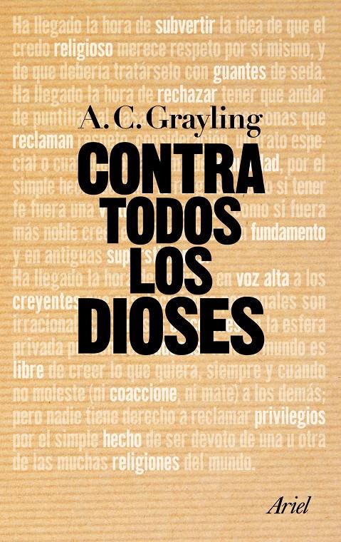 CONTRA TODOS LOS DIOSES | 9788434469822 | GRAYLING, ANTHONY | Galatea Llibres | Librería online de Reus, Tarragona | Comprar libros en catalán y castellano online