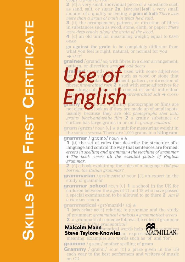 SKILLS FOR FIRST CERTIFICATE: USE OF ENGLISH | 9781405017510 | MANN, MALCOM | Galatea Llibres | Librería online de Reus, Tarragona | Comprar libros en catalán y castellano online