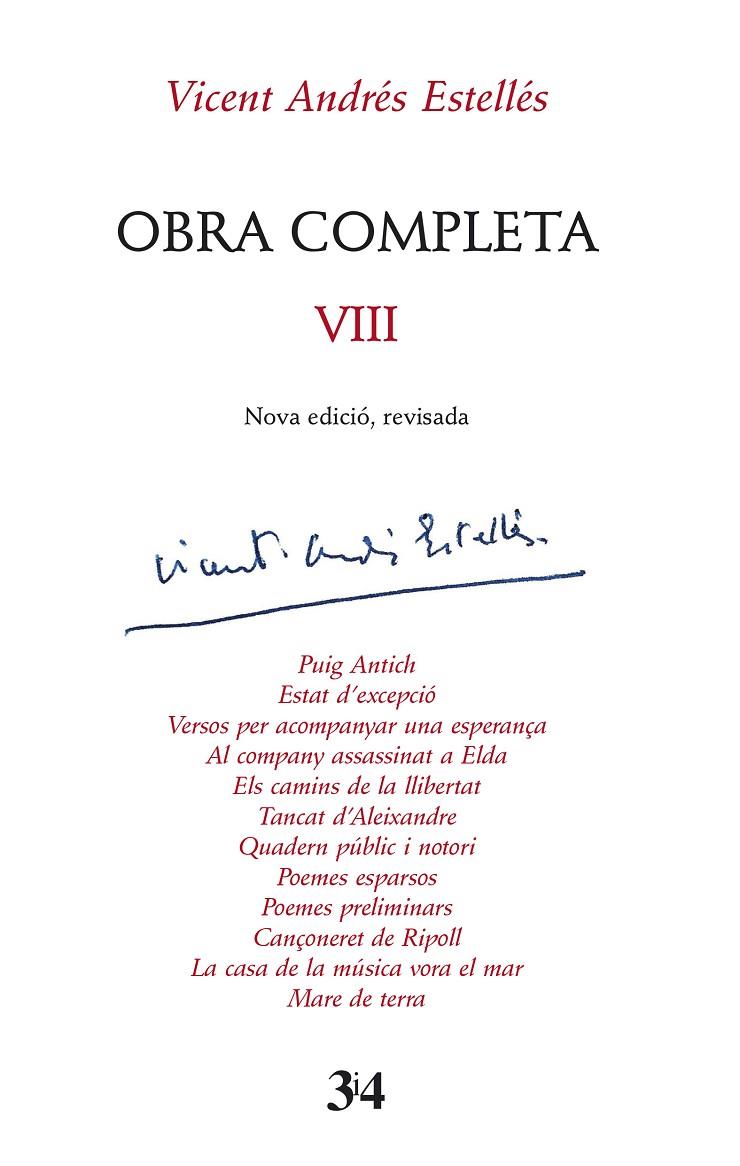 OBRA COMPLETA VIII | 9788417469429 | ANDRÉS ESTELLÉS, VICENT | Galatea Llibres | Librería online de Reus, Tarragona | Comprar libros en catalán y castellano online