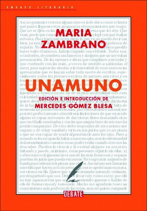 UNAMUNO | 9788483069707 | ZAMBRANO, MARIA | Galatea Llibres | Llibreria online de Reus, Tarragona | Comprar llibres en català i castellà online