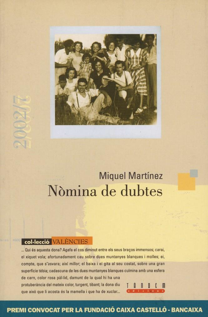 NOMINA DE DUBTES | 9788481312812 | MARTINEZ, MIQUEL | Galatea Llibres | Llibreria online de Reus, Tarragona | Comprar llibres en català i castellà online