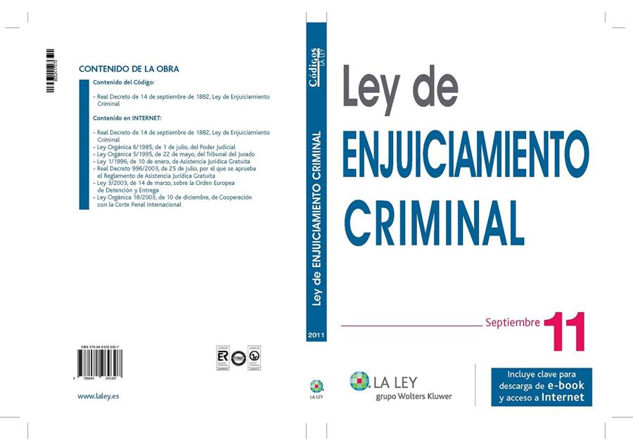 LEY DE ENJUICIAMIENTO CRIMINAL | 9788481269307 | REDACCIÓN LA LEY | Galatea Llibres | Llibreria online de Reus, Tarragona | Comprar llibres en català i castellà online