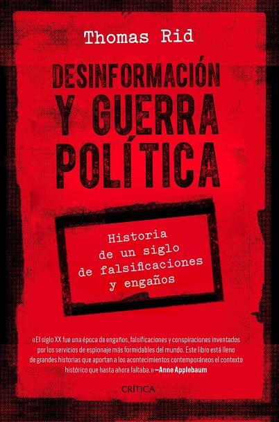 DESINFORMACIÓN Y GUERRA POLÍTICA | 9788491992776 | RID, THOMAS | Galatea Llibres | Llibreria online de Reus, Tarragona | Comprar llibres en català i castellà online