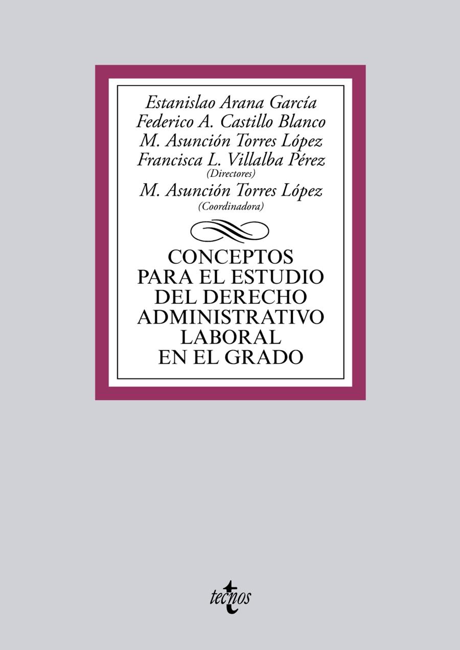 CONCEPTOS PARA EL ESTUDIO DEL DERECHO ADMINISTRATIVO LABORAL EN EL GRADO | 9788430961658 | ARANA GARCÍA, ESTANISLAO/CASTILLO BLANCO, FEDERICO A./TORRES LÓPEZ, MARÍA ASUNCIÓN/VILLALBA PÉREZ, F | Galatea Llibres | Llibreria online de Reus, Tarragona | Comprar llibres en català i castellà online