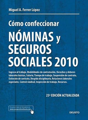 CÓMO CONFECCIONAR NÓMINAS Y SEGUROS SOCIALES 2010 | 9788423427765 | FERRER LOPEZ, MIGUEL | Galatea Llibres | Llibreria online de Reus, Tarragona | Comprar llibres en català i castellà online