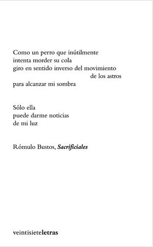 SACRIFICIALES | 9788493596903 | BUSTOS AGUIRRE, ROMULO (1954- ) | Galatea Llibres | Llibreria online de Reus, Tarragona | Comprar llibres en català i castellà online