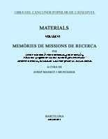 MEMORIA DE MISSIONS DE RECERCA.MATERIALS VOL,VI | 9788478267736 | MASSOT I MUNTANER, JOSEP | Galatea Llibres | Librería online de Reus, Tarragona | Comprar libros en catalán y castellano online