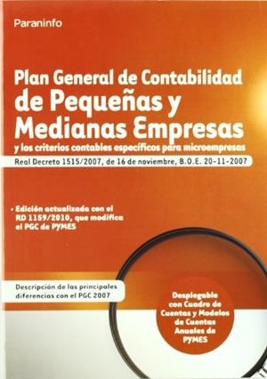 PLAN GENERAL CONTABILIDAD PEQUEÑAS Y MEDIA.EMPRE.(RD 1515/07 | 9788428333559 | Galatea Llibres | Librería online de Reus, Tarragona | Comprar libros en catalán y castellano online