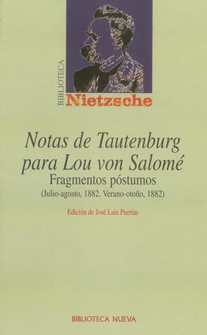 NOTAS DE TAUTENBURG PARA LOU VON SALOME (NIETZSCHE) | 9788497421744 | PUERTAS, JOSE L. (ED) | Galatea Llibres | Librería online de Reus, Tarragona | Comprar libros en catalán y castellano online