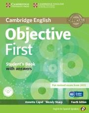 OBJECTIVE FIRST (4TH ED.) STUDENT'S BOOK WITH ANSWERS WITH CD-ROM (FCE 2015) | 9788483236918 | CAPEL, ANNETTE | Galatea Llibres | Librería online de Reus, Tarragona | Comprar libros en catalán y castellano online