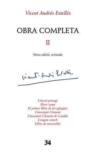 OBRA COMPLETA II ( VICENT ANDRES ESTELLES ) | 9788475029696 | ANDRES ESTELLES, VICENT | Galatea Llibres | Librería online de Reus, Tarragona | Comprar libros en catalán y castellano online