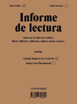 INFORME DE LECTURA | 9788416605804 | CUTILLAS ALBERICH, ABEL/SUCUNZA ALFONSO, ISABEL | Galatea Llibres | Llibreria online de Reus, Tarragona | Comprar llibres en català i castellà online
