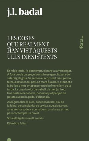 LES COSES QUE REALMENT HAN VIST AQUESTS ULLS INEXISTENTS | 9788416738144 | BADAL, JOSEP LLUíS | Galatea Llibres | Librería online de Reus, Tarragona | Comprar libros en catalán y castellano online