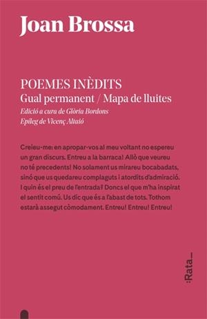 POEMES INÈDITS. GUAL PERMANENT / MAPA DE LLUITES | 9788416738243 | BROSSA, JOAN | Galatea Llibres | Librería online de Reus, Tarragona | Comprar libros en catalán y castellano online