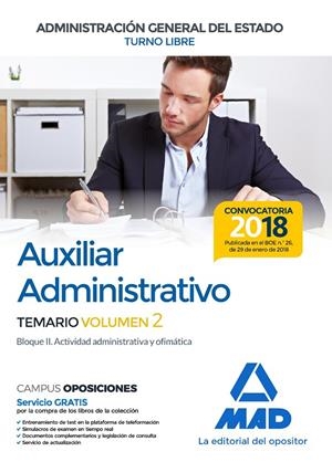 AUXILIAR ADMINISTRATIVO TURNO LIBRE TEMARIO VOL.2 BLOQUE 2 | 9788414214657 | VV.AA. | Galatea Llibres | Llibreria online de Reus, Tarragona | Comprar llibres en català i castellà online
