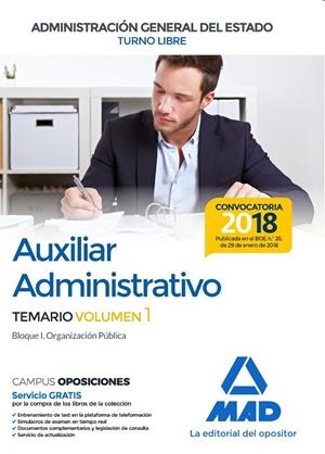 AUXILIAR ADMINISTRATIVO TURNO LIBRE TEMARIO VOL. BLOQUE 1 | 9788414214640 | VV.AA. | Galatea Llibres | Llibreria online de Reus, Tarragona | Comprar llibres en català i castellà online