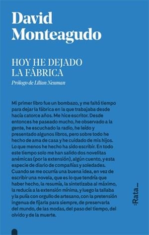 HOY HE DEJADO LA FáBRICA | 9788416738281 | MONTEAGUDO, DAVID | Galatea Llibres | Librería online de Reus, Tarragona | Comprar libros en catalán y castellano online