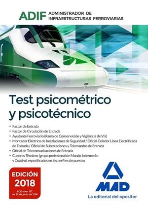 TEST PSICOMÉTRICO Y PSICOTÉCNICO. ADMINISTRADOR DE INFRAESTRUCTURAS FERROVIARIAS (ADIF) | 9788414219607 | 7, EDITORES | Galatea Llibres | Librería online de Reus, Tarragona | Comprar libros en catalán y castellano online