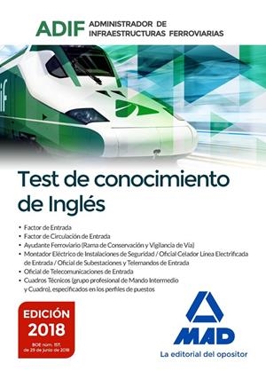 TEST DE CONOCIMIENTOS DE INGLÉS. ADMINISTRADOR DE INFRAESTRUCTURAS FERROVIARIAS (ADIF) | 9788414219614 | MARTOS CARMONA, ALBA | Galatea Llibres | Llibreria online de Reus, Tarragona | Comprar llibres en català i castellà online