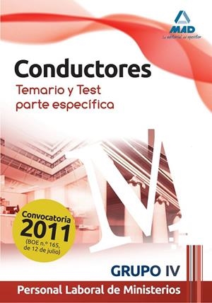 CONDUCTORES. PERSONAL LABORAL DE MINISTERIOS. GRUPO IV. TEMARIO Y TEST PARTE ESPECÍFICA | 9788467668247 | MARTOS NAVARRO, FERNANDO | Galatea Llibres | Llibreria online de Reus, Tarragona | Comprar llibres en català i castellà online