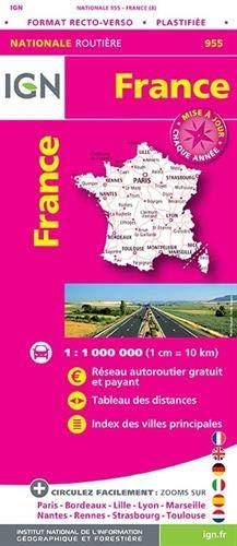 955 FRANCE 2019 1:1.000.000 RECTO-VERSO PLASTIFIEE | 9782758545781 | IGN - INSTITUT GEOGRAPHIQUE NATIONAL | Galatea Llibres | Llibreria online de Reus, Tarragona | Comprar llibres en català i castellà online