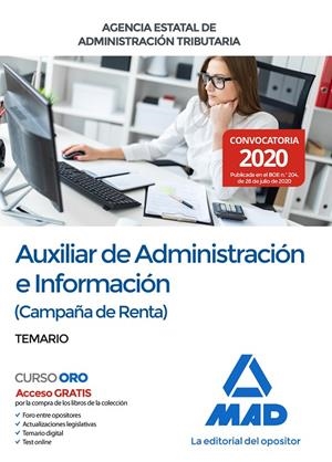 AUXILIAR DE ADMINISTRACIÓN E INFORMACIÓN (CAMPAÑA DE RENTA) DE LA AGENCIA ESTATA | 9788414235478 | Galatea Llibres | Llibreria online de Reus, Tarragona | Comprar llibres en català i castellà online