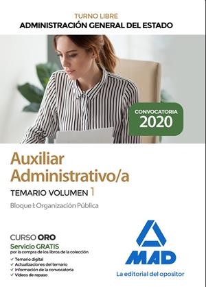 AUXILIAR ADMINISTRATIVO DE LA ADMINISTRACIÓN GENERAL DEL ESTADO. TURNO LIBRE. TEMARIO 1 BLOQUE 1 | 9788414236321 | VV.AA. | Galatea Llibres | Llibreria online de Reus, Tarragona | Comprar llibres en català i castellà online