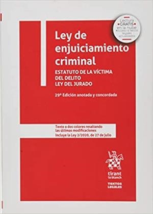 LEY DE ENJUICIAMIENTO CRIMINAL. ESTATUTO DE LA VÍCTIMA DEL DELITO LEY DEL JURADO | 9788413557960 | MONTERO AROCA, JUAN/Y OTROS | Galatea Llibres | Librería online de Reus, Tarragona | Comprar libros en catalán y castellano online
