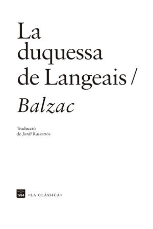 LA DUQUESSA DE LANGEAIS | 9788418858161 | BALZAC, HONORÉ DE | Galatea Llibres | Llibreria online de Reus, Tarragona | Comprar llibres en català i castellà online