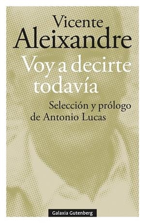 VOY A DECIRTE TODAVÍA | 9788419075758 | ALEIXANDRE, VICENTE | Galatea Llibres | Llibreria online de Reus, Tarragona | Comprar llibres en català i castellà online