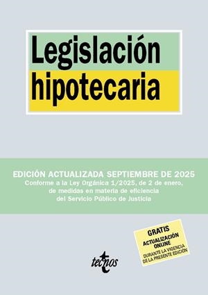 LEGISLACIÓN HIPOTECARIA SEPTIEMBRE 2025 | 9788430993024 | Galatea Llibres | Llibreria online de Reus, Tarragona | Comprar llibres en català i castellà online