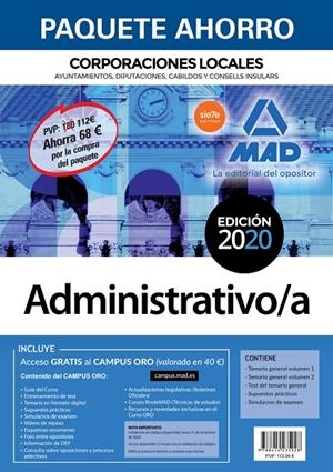ADMINISTRATIVOS CORPORACIONES LOCALES 2020 PACK AHORRO | 9788414235928 | VV. AA. | Galatea Llibres | Llibreria online de Reus, Tarragona | Comprar llibres en català i castellà online